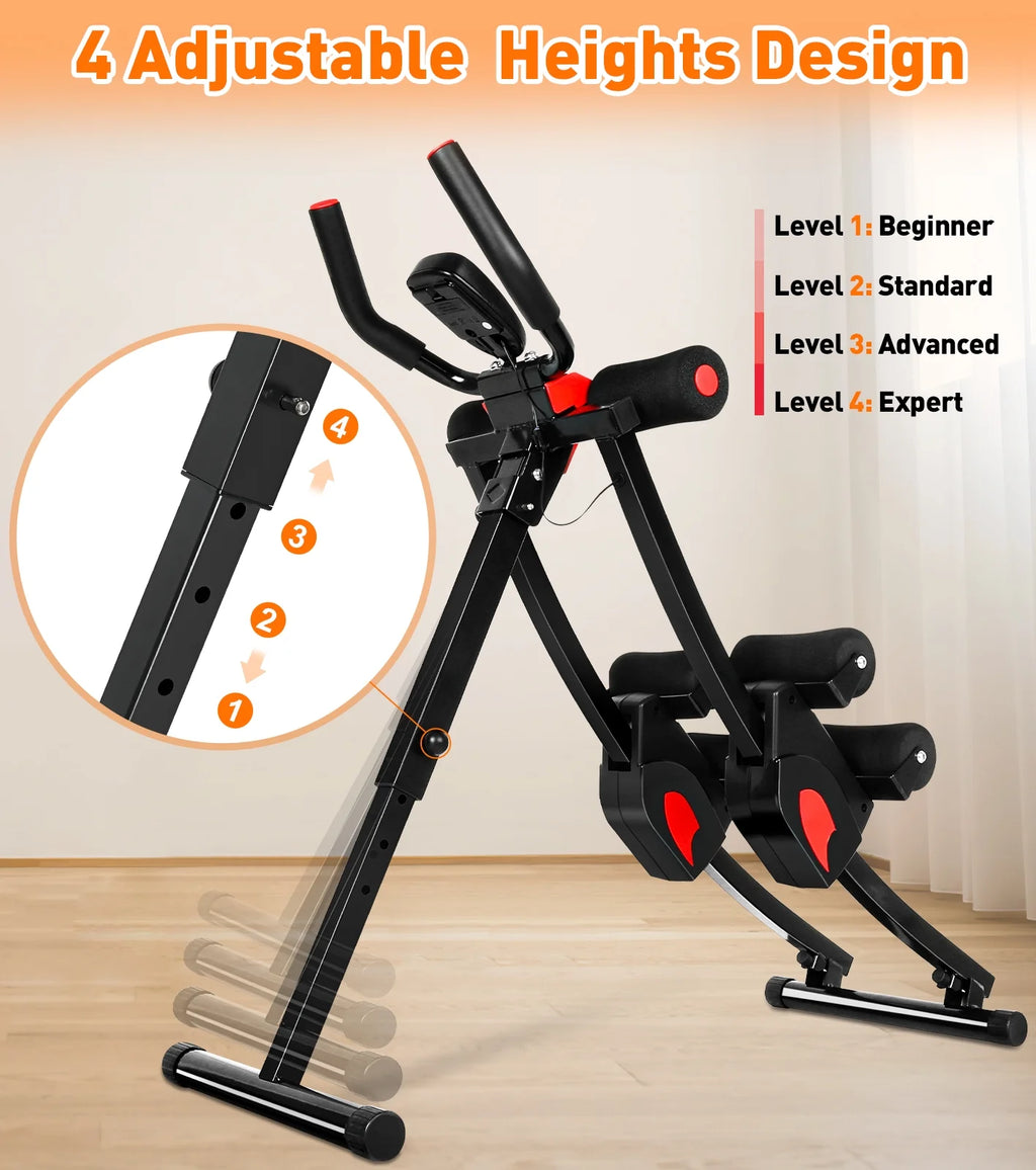 Transform Your Home Workouts with the Ultimate Fitness Ab Machine - 4 Adjustable Resistance Levels, Height Adjustable, and Foldable Design for Convenient Storage