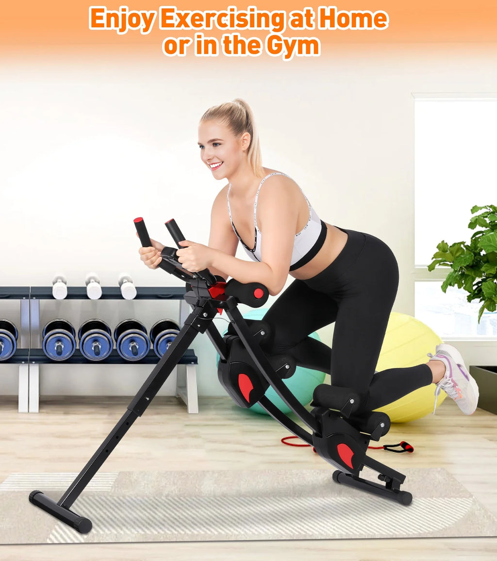 Transform Your Home Workouts with the Ultimate Fitness Ab Machine - 4 Adjustable Resistance Levels, Height Adjustable, and Foldable Design for Convenient Storage