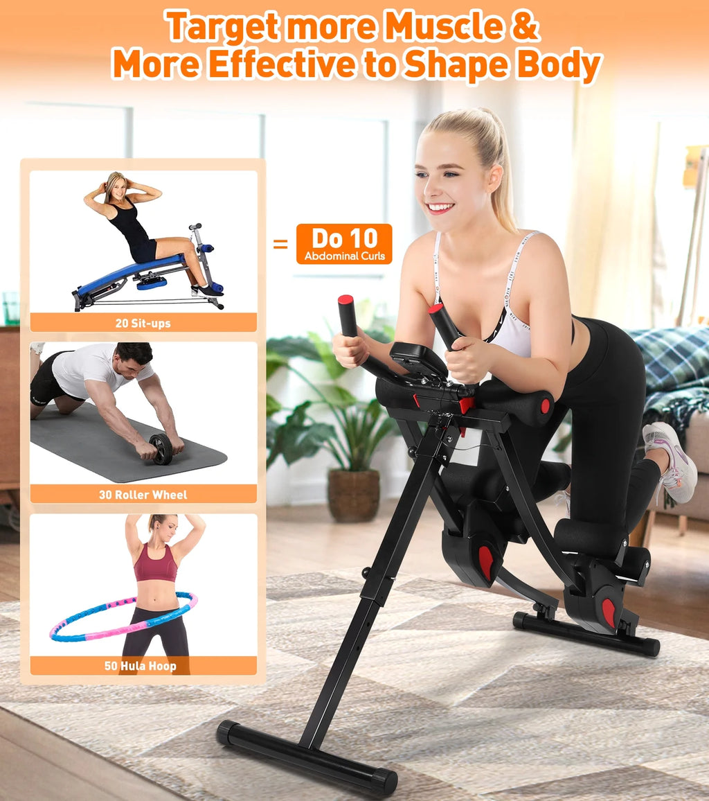 Transform Your Home Workouts with the Ultimate Fitness Ab Machine - 4 Adjustable Resistance Levels, Height Adjustable, and Foldable Design for Convenient Storage