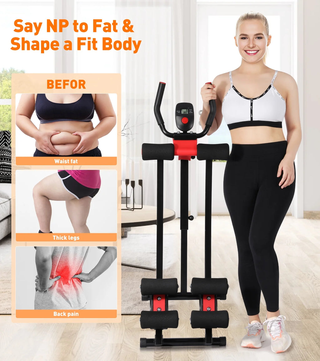 Transform Your Home Workouts with the Ultimate Fitness Ab Machine - 4 Adjustable Resistance Levels, Height Adjustable, and Foldable Design for Convenient Storage