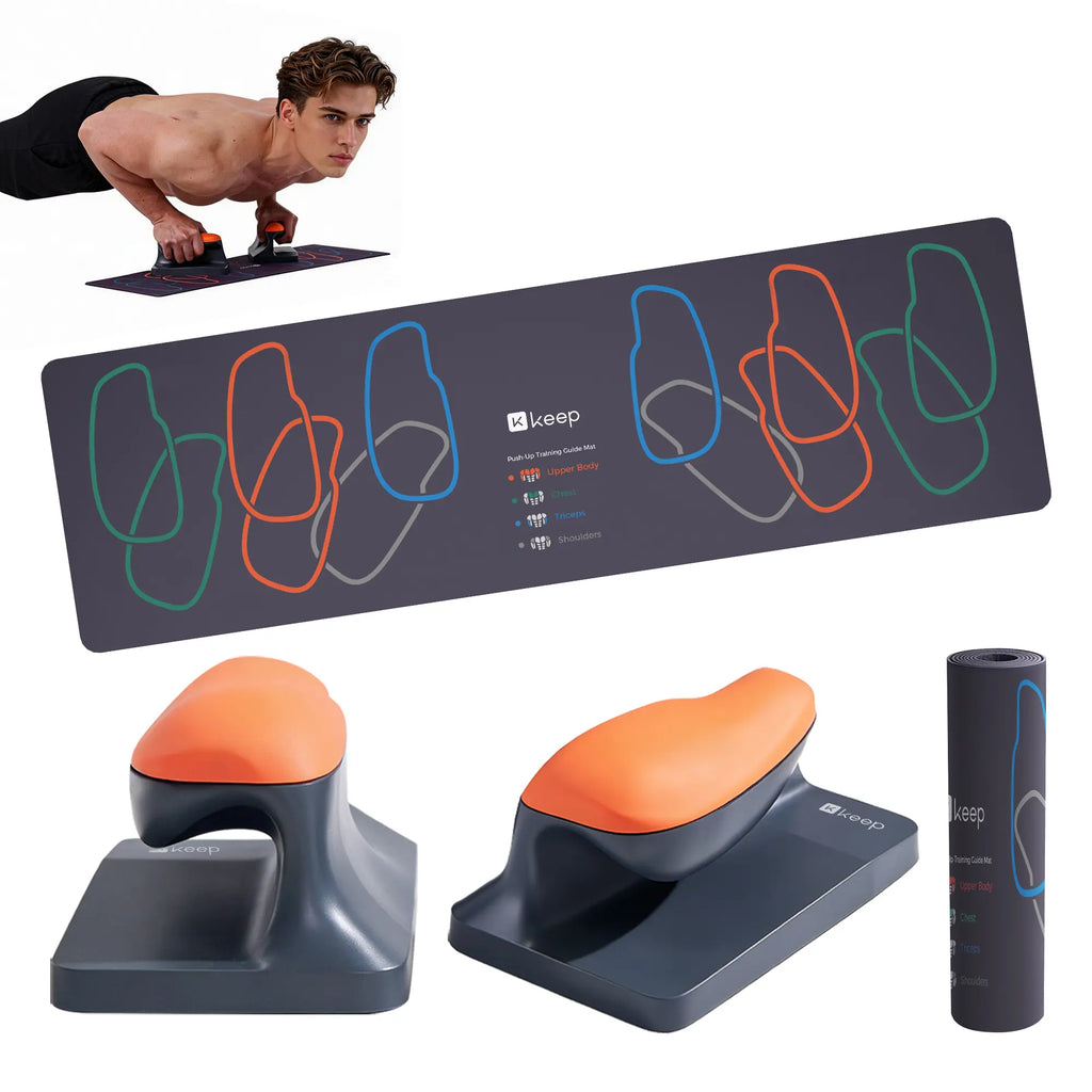 Keep Ergonomic Push-Up Stands with Training Mat Set| Reduces Wrist Pain | 3.6" Elevation | 25% Better Grip | 20% Higher Capacity | Perfect Home Gym