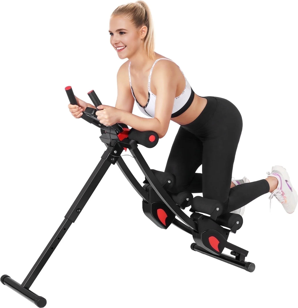 Transform Your Home Workouts with the Ultimate Fitness Ab Machine - 4 Adjustable Resistance Levels, Height Adjustable, and Foldable Design for Convenient Storage