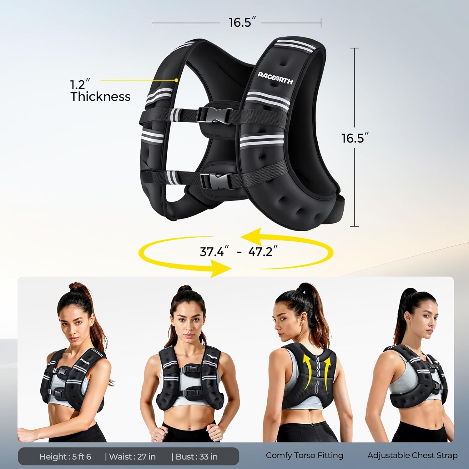 Elevate Your Workout with Our 16LB Weighted Vest - Perfect for Strength Training, Running, and Walking with Reflective Safety Features
