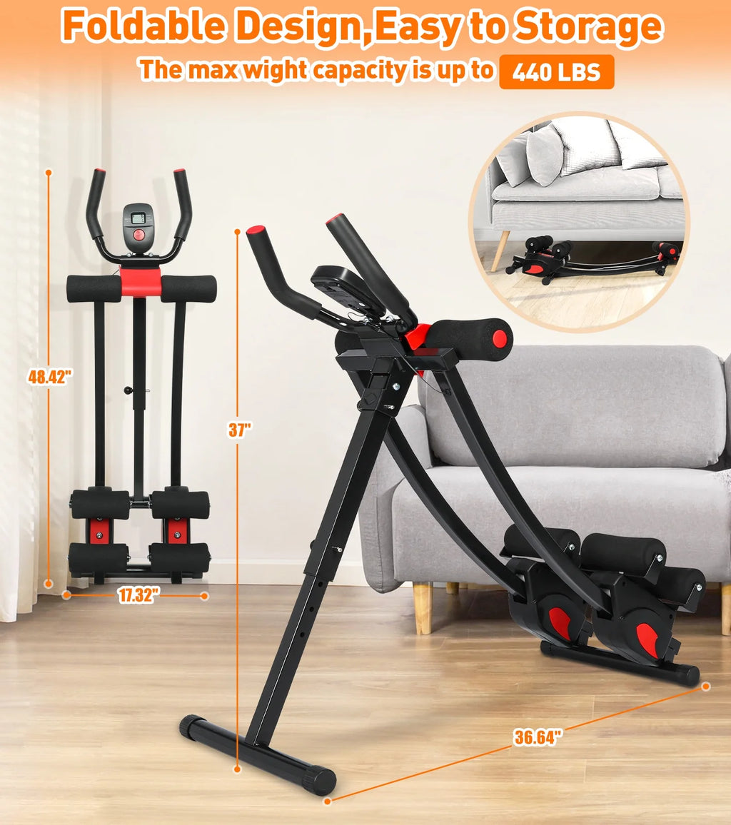 Transform Your Home Workouts with the Ultimate Fitness Ab Machine - 4 Adjustable Resistance Levels, Height Adjustable, and Foldable Design for Convenient Storage